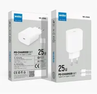 Weko WK-27878 Note10 Beyaz 25 Watt Şarj Başlık Adaptörü + Type-C To Type-C Kablo