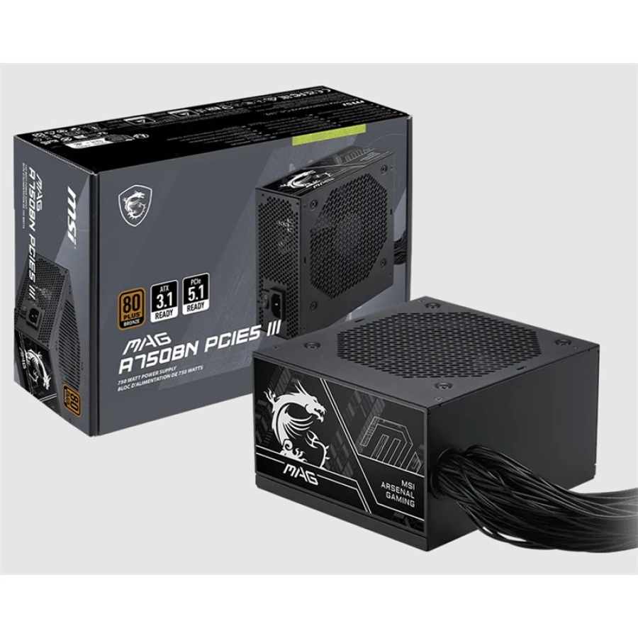 MSI MAG A750BN PCIE5 III 750W 80 Plus Bronze Güç Kaynağı (PSU)