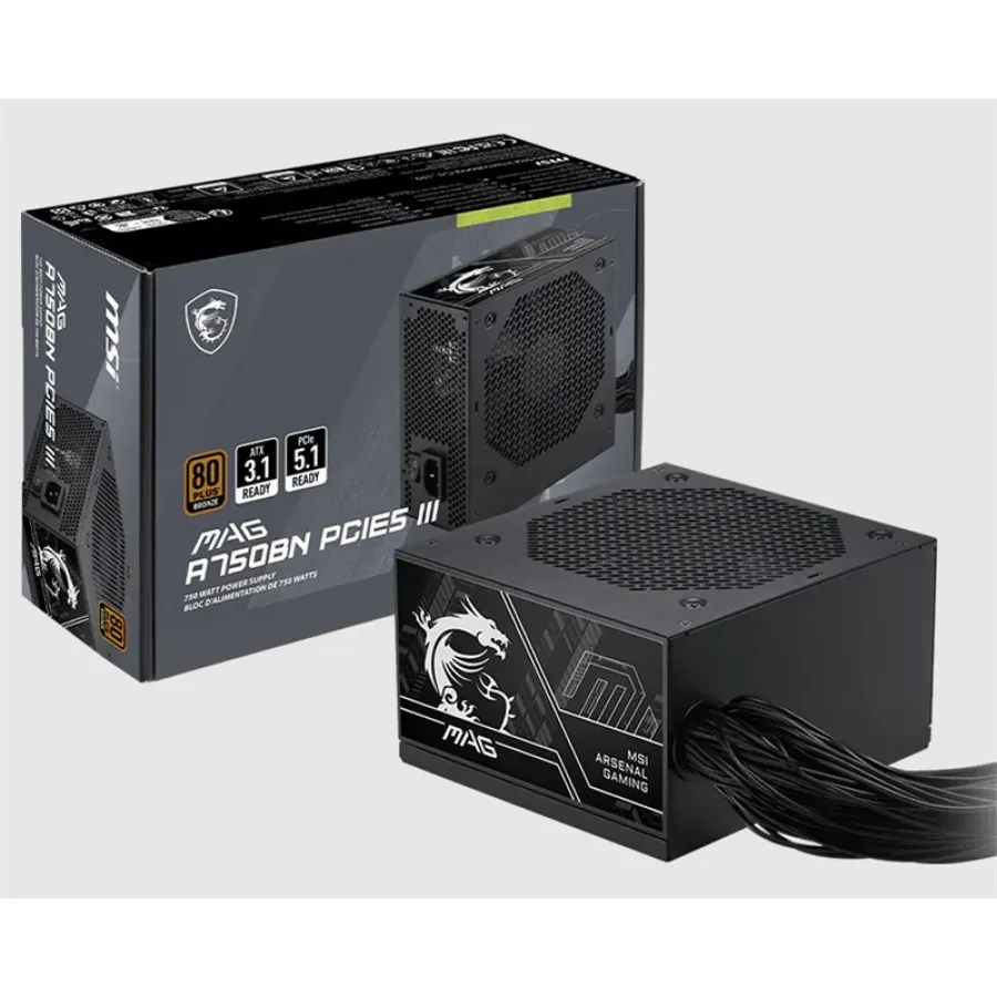 MSI MAG A750BN PCIE5 III 750W 80 Plus Bronze Güç Kaynağı (PSU)