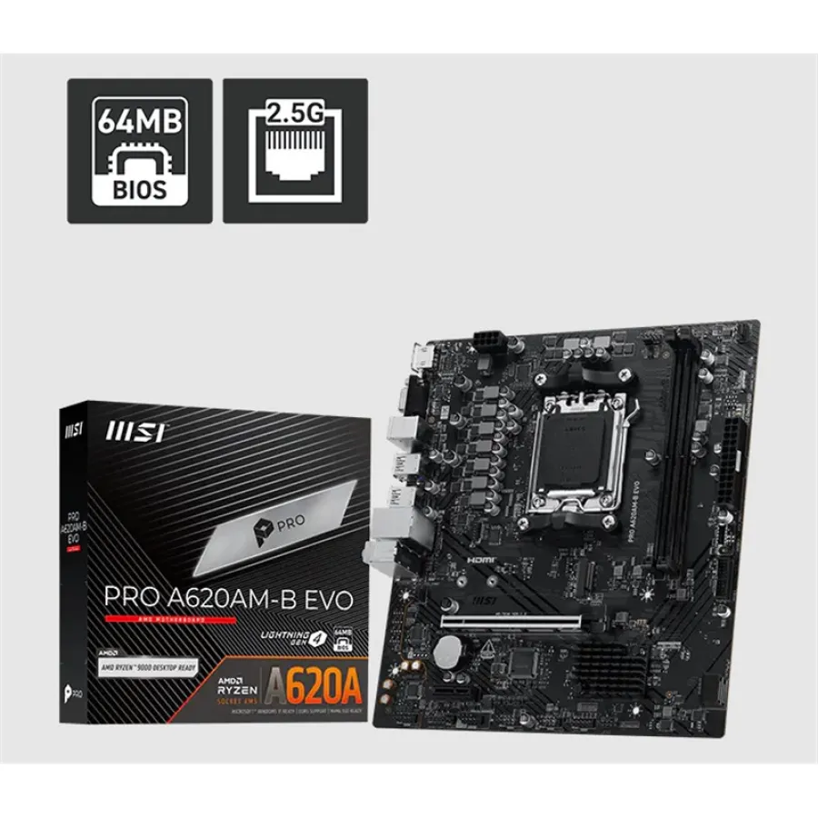 MSI PRO A620AM-B EVO – AM5 DDR5 6800MHz mATX Anakart