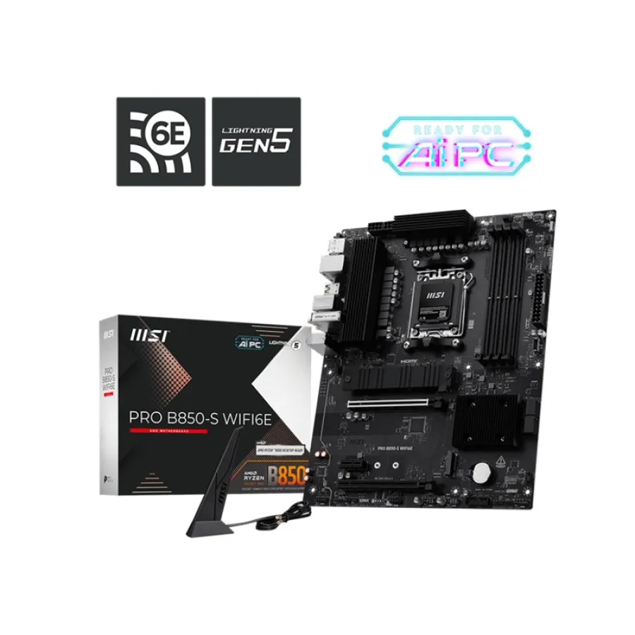 MSI PRO B850-S WIFI6E DDR5 8200MT/S 1XHDMI 1XDP 2XM.2 AM5 ATX ANAKART