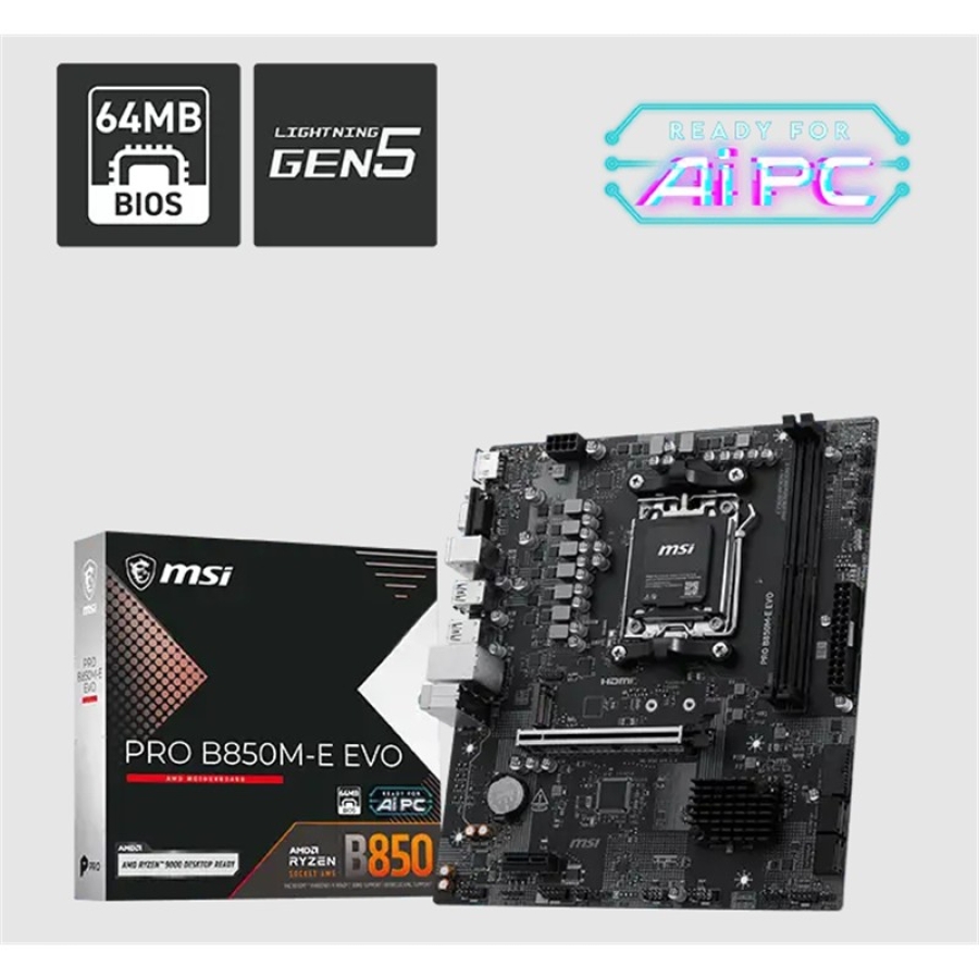 MSI PRO B850M-E EVO DDR5 8200MHZ 1XVGA 1XHDMI 1XM.2 USB MATX AM5