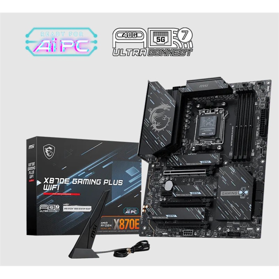 MSI X870E GAMING PLUS WIFI DDR5 8200MT/s (OC) AM5 ATX Anakart - PCIe 5.0, 3×M.2, Wi-Fi 7, 5G LAN, USB4, HDMI 4K, Ryzen 7000/8000/9000