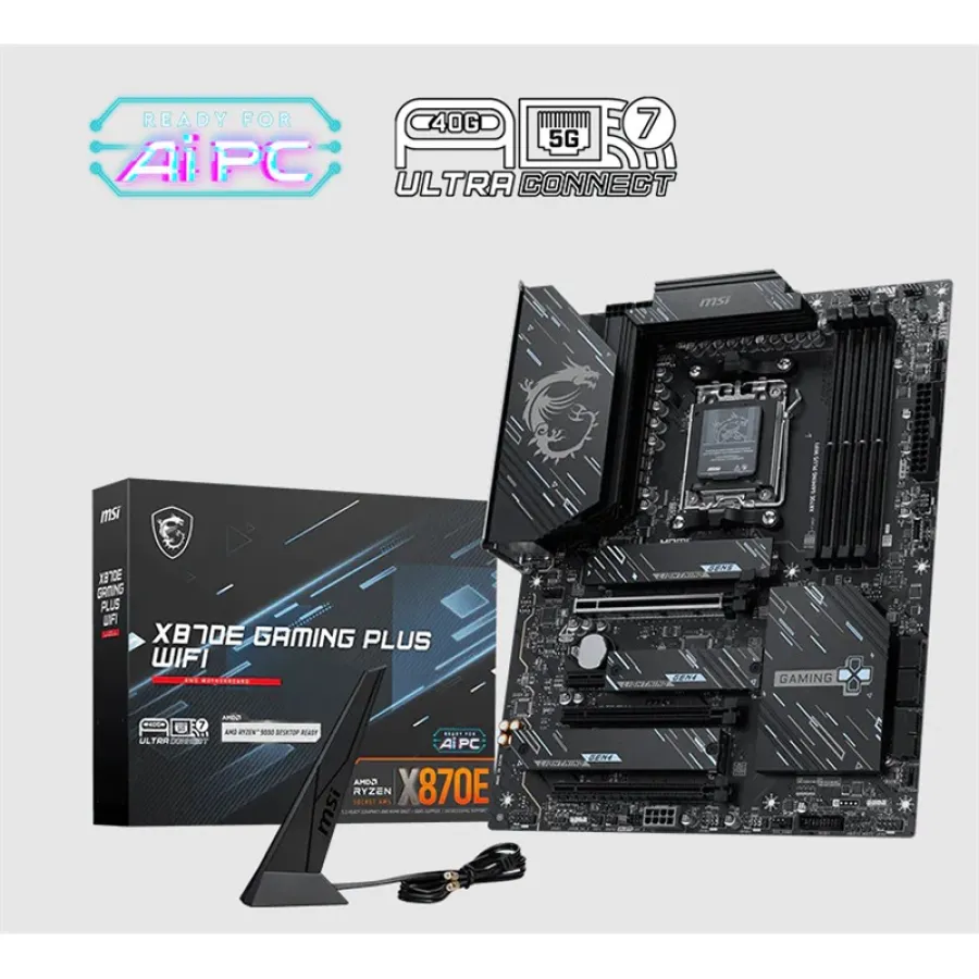 MSI X870E GAMING PLUS WIFI DDR5 8200MT/s (OC) AM5 ATX Anakart - PCIe 5.0, 3×M.2, Wi-Fi 7, 5G LAN, USB4, HDMI 4K, Ryzen 7000/8000/9000