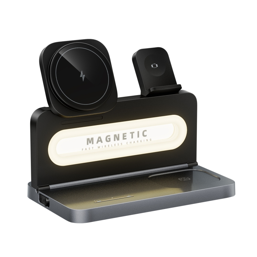 Venandin OPX‑1010 Kablosuz Şarj Standı – 3’ü 1 Arada Wireless Charger, Çoklu Cihaz Şarj, Masaüstü USB‑C Girişli