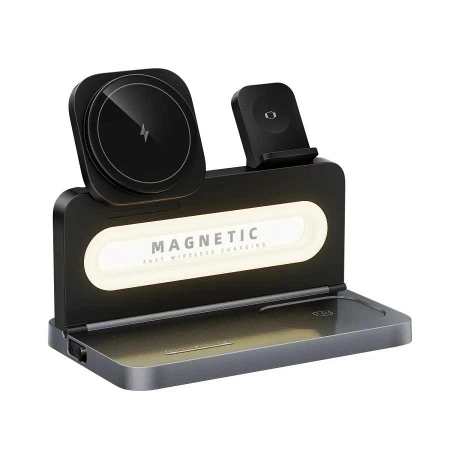 Venandin OPX‑1010 Kablosuz Şarj Standı – 3’ü 1 Arada Wireless Charger, Çoklu Cihaz Şarj, Masaüstü USB‑C Girişli