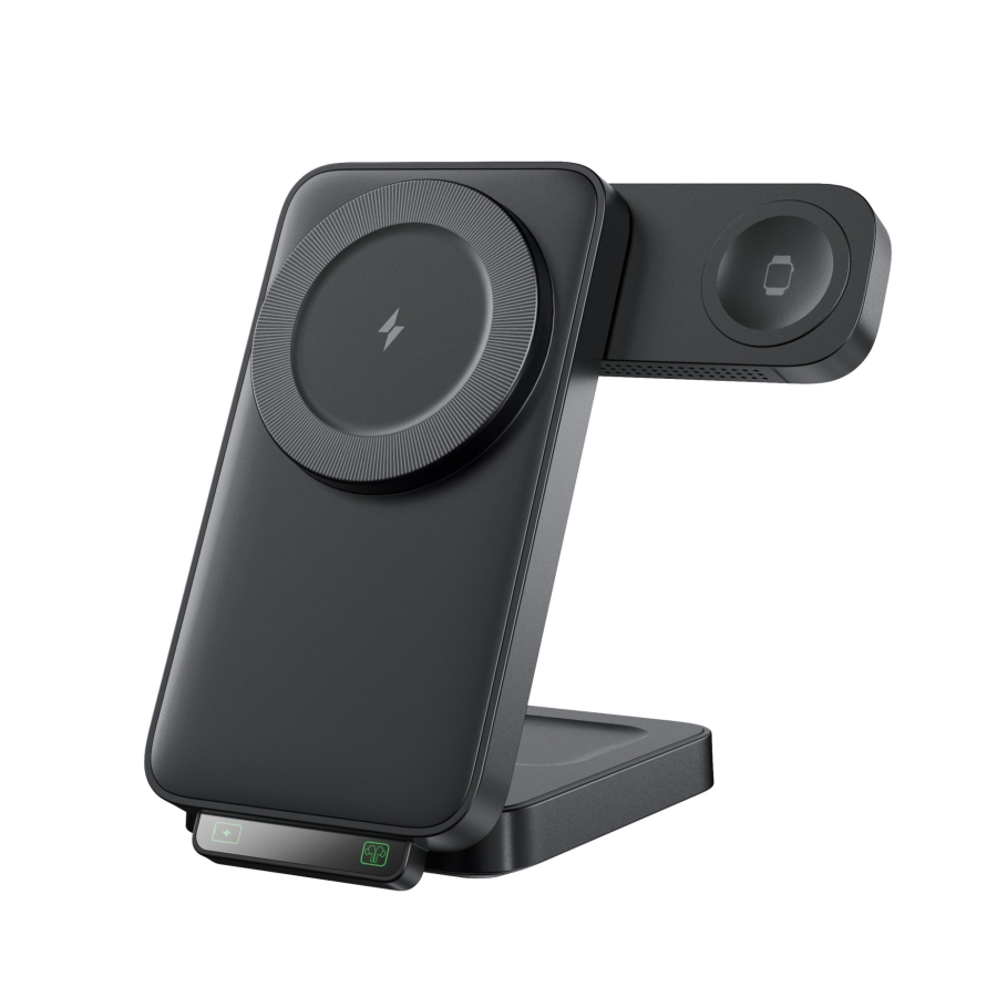 Venandin OPX-1030 Kablosuz Şarj Standı – 3’ü 1 Arada Masaüstü Wireless Charger, Hızlı Şarj, Çoklu Cihaz Desteği