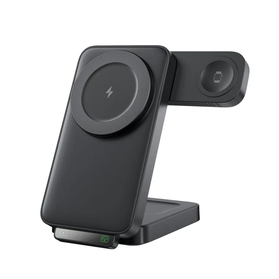 Venandin OPX-1030 Kablosuz Şarj Standı – 3’ü 1 Arada Masaüstü Wireless Charger, Hızlı Şarj, Çoklu Cihaz Desteği