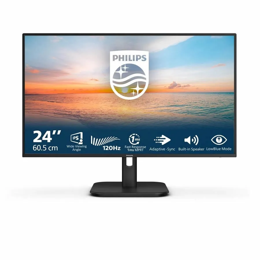 Philips 24E1N1200A/00 23.8" IPS Full HD 120Hz Monitör - Flicker-Free, 1ms MPRT, Hoparlörlü, VGA/HDMI/DP, VESA