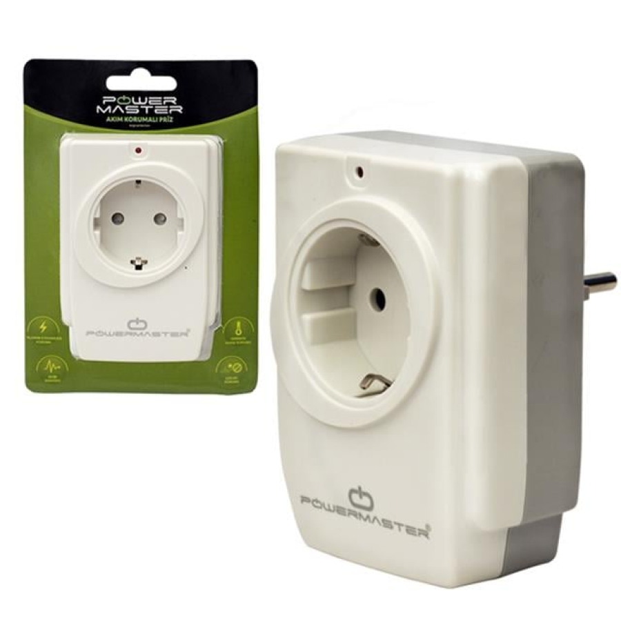 PowerMaster PM-18721 16 Amper - 3680 Watt Tekli Çocuk Korumalı 2 USBLI 1400 Joule Akım Korumalı Priz