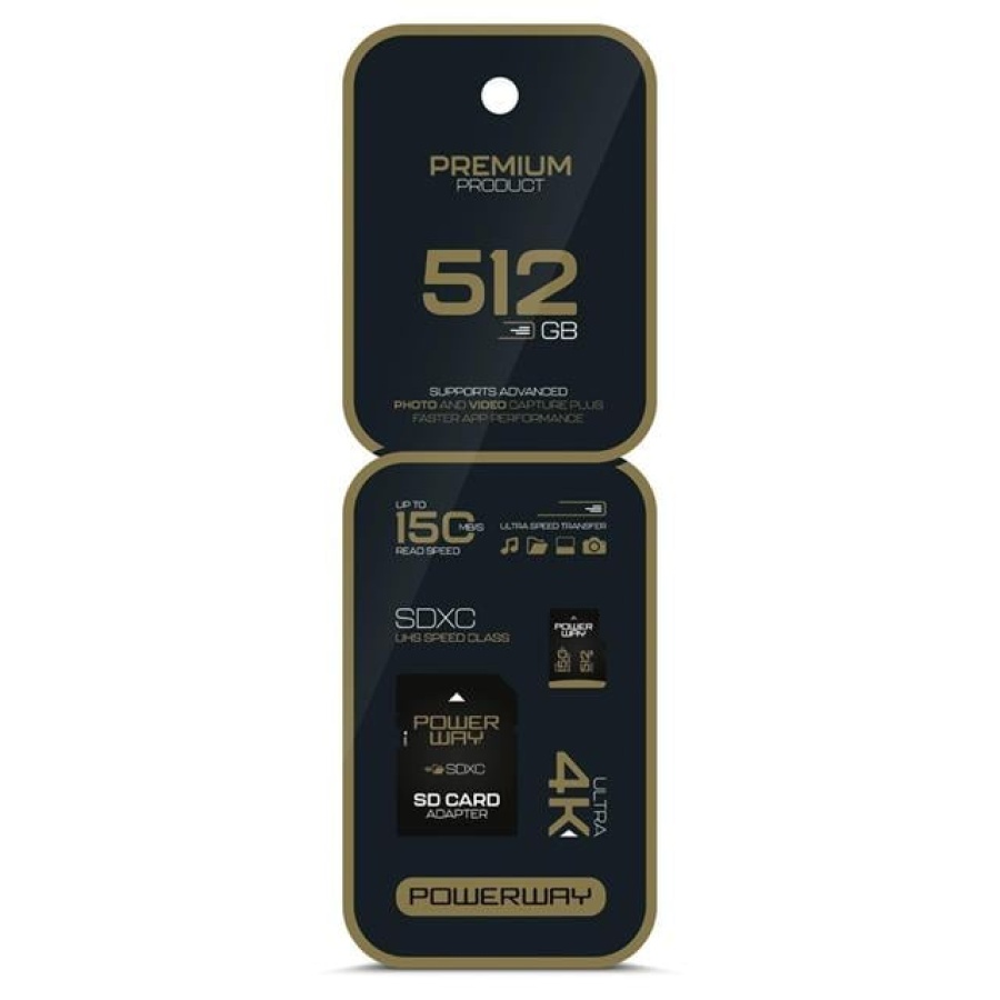 Powerway Premium 512 GB 150MB/S Ultra Hızlı 4K Destekli SDXC Hafıza Kartı
