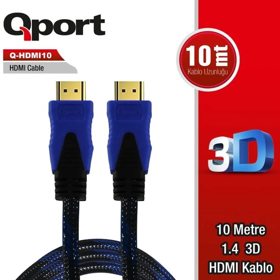 QPORT Q-HDMI10 HDMI 1.4 3D 10M ALTN UÇ KABLO