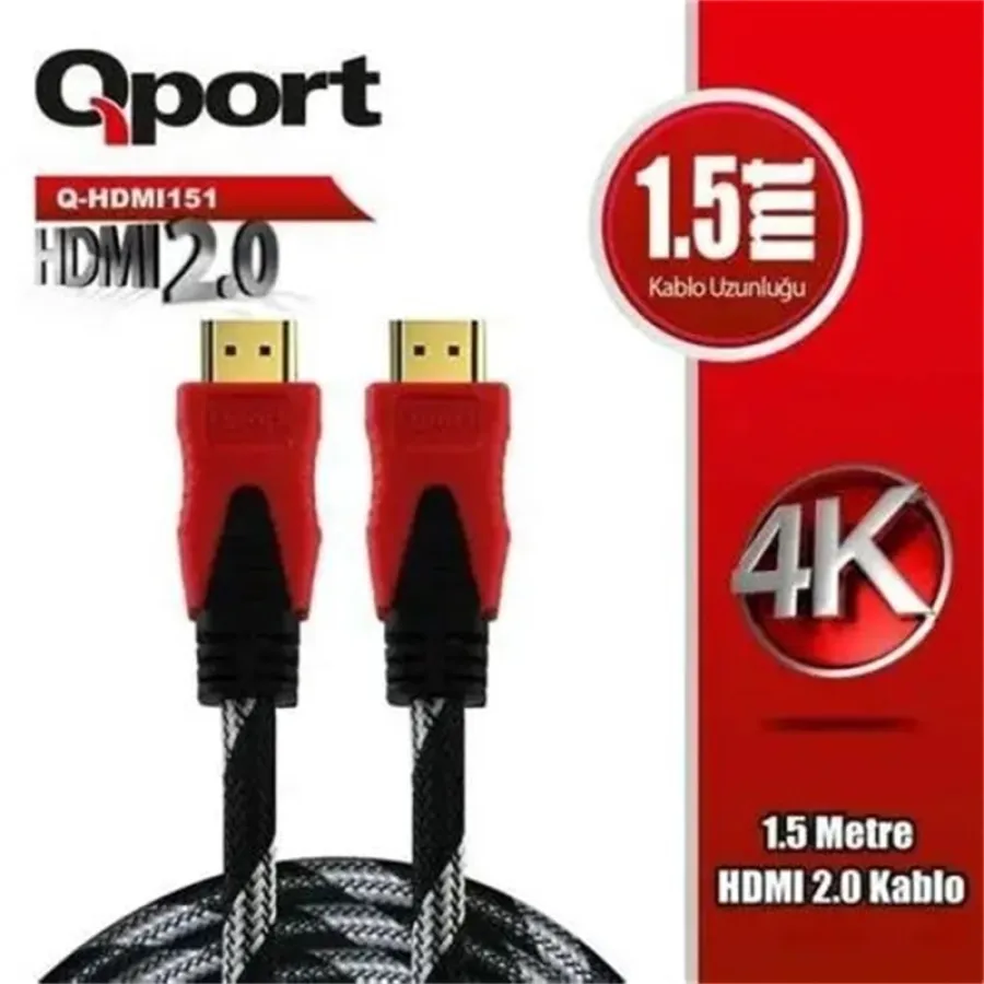 QPORT Q-HDMI151 1.5 METRE 2.0V 4K ALTIN UÇLU ORGULU HDMI KABLO