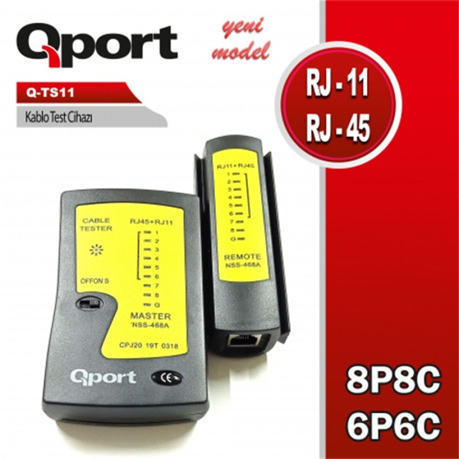 QPORT Q-TS11 RJ11/RJ45 Kablo Test Cihazı - Ethernet & Telefon Hattı Tester
