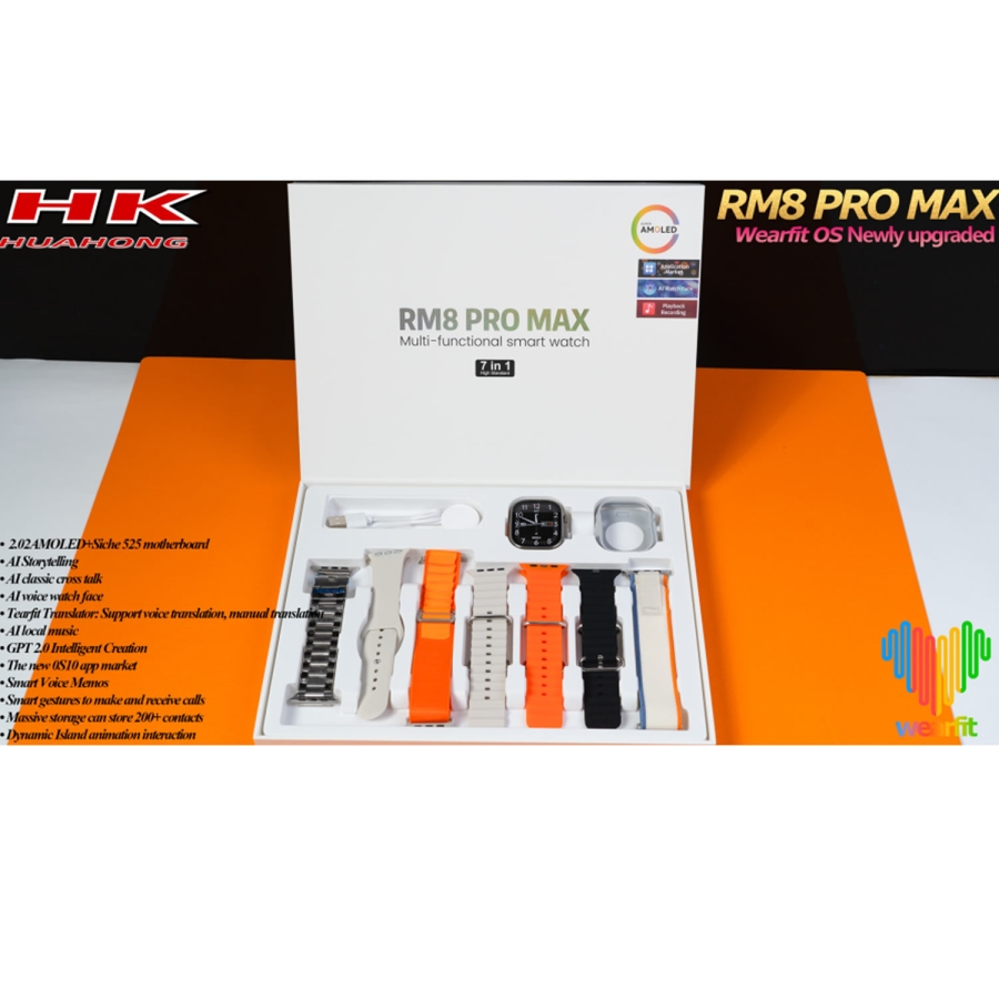 RM8 Pro Max Akıllı Saat - 2.05" AMOLED Ekran, 2000 mAh Batarya, Nabız ve Tansiyon Ölçer, GPS, NFC, Suya Dayanıklı, Android & iOS Uyumlu