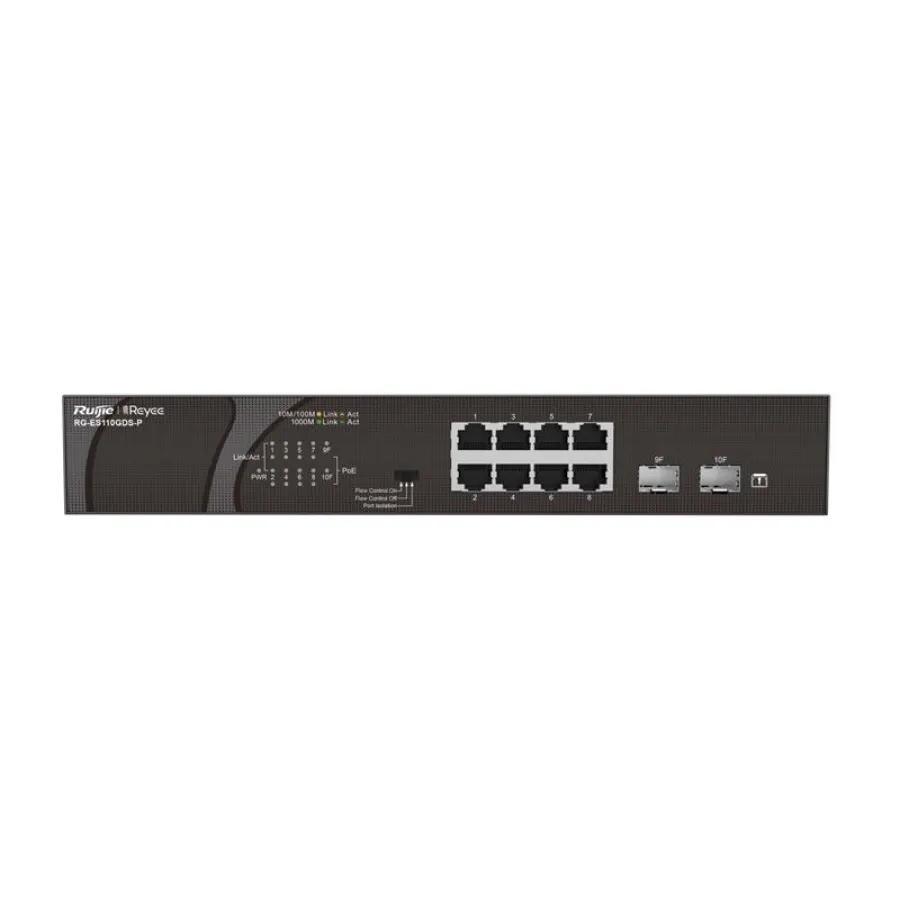 RUIJIE REYEE RG-ES110GDS-P 8 PORT GIGABIT + 2X1GB SFP UPLINK 120W POE SWITCH