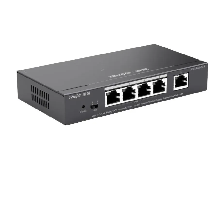 RUIJIE REYEE RG-ES205GC-P 4 PORT GIGABIT+1XGB RJ45 UPLINK L2 CLOUD YÖNETİLEBİLİR 54W POE SWITCH