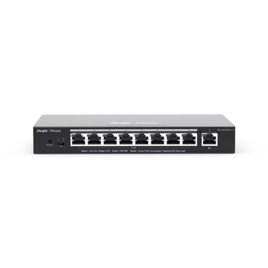 RUIJIE REYEE RG-ES209GC-P 8 PORT GIGABIT + 1 PORT GIGABIT RJ45 UPLINK CLOUD YÖNETİLEBİLİR 120W POE SWITCH