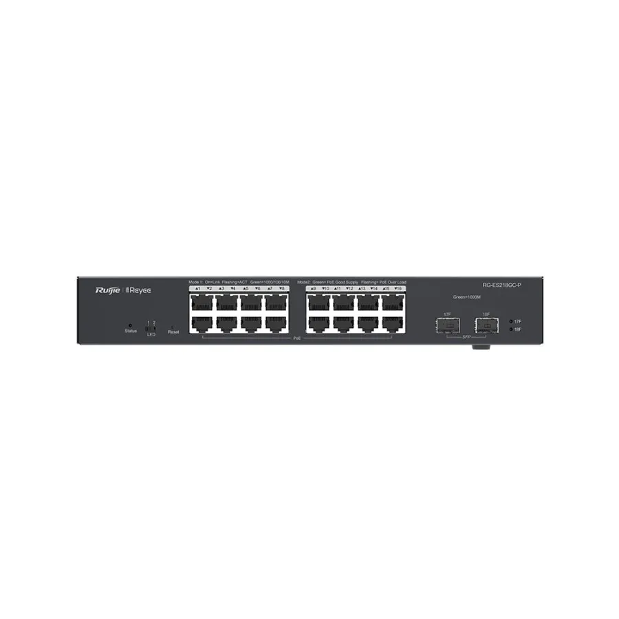 RUIJIE REYEE RG-ES218GC-P 16 PORT GIGABIT +2XGB SFP UPLINK CLOUD YÖNETİLEBİLİR 240W POE SWITCH