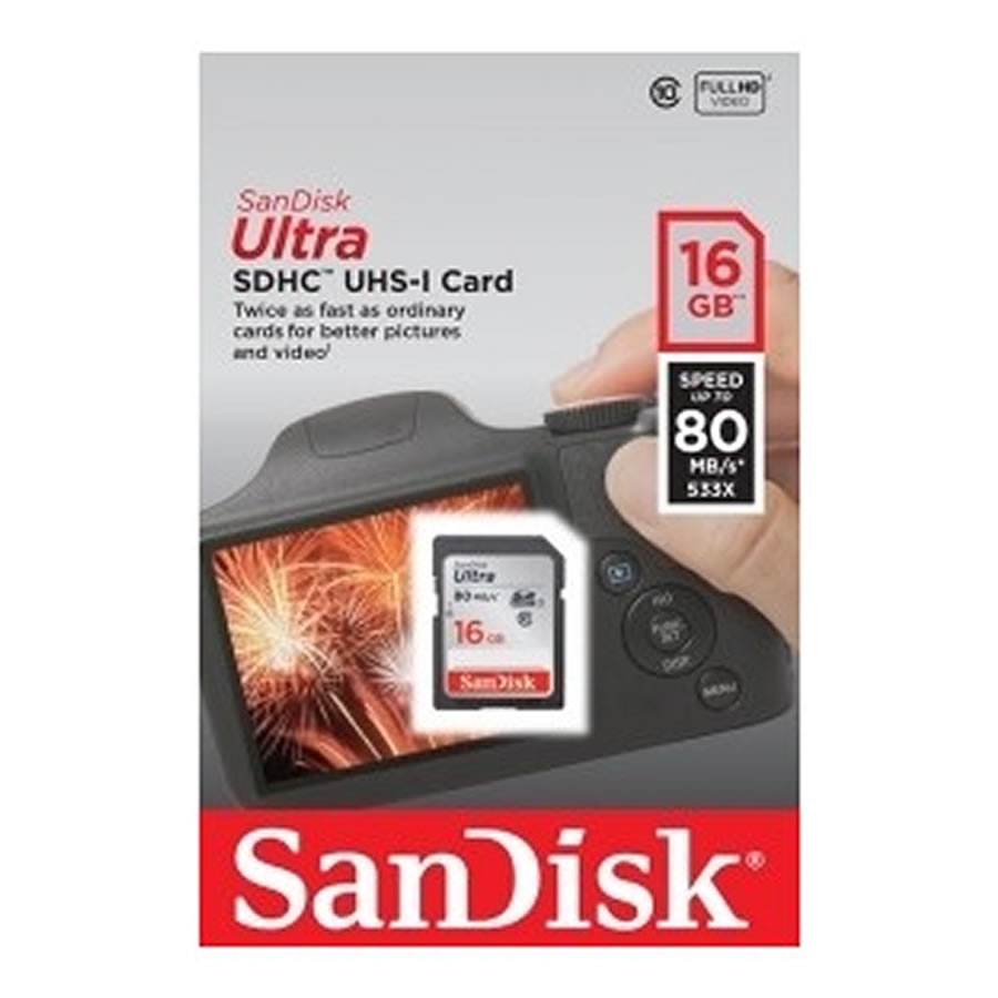 SanDisk Ultra 16GB SDHC UHS-I Hafıza Kartı 80MB/s Class 10 (SDSDUNS-016G-GN3IN) Full HD Kamera Uyumlu