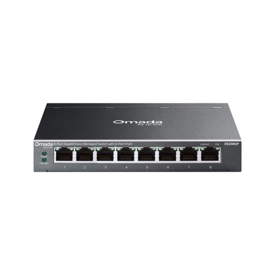 TP-LINK OMADA ES208GP 8 PORT GIGABIT 8 PORT POE 64W YONETİLEBİLİR METAL KASA SWITCH