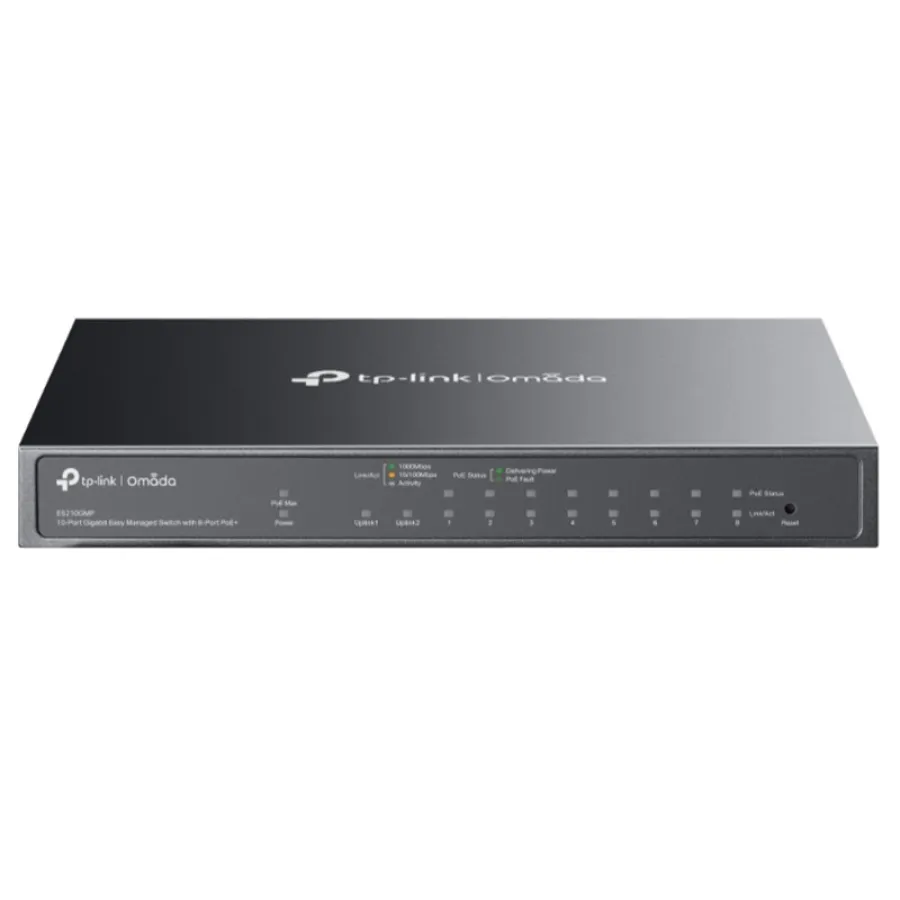 TP-LINK OMADA ES210GMP 10 PORT GIGABIT + 8-PORT POE+ YÖNETİLEBİLİR 123W POE METAL KASA SWITCH