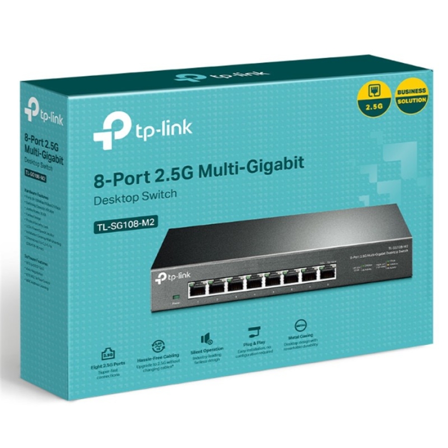 TP-Link TL-SG108-M2 8-Port 2.5G Masaüstü Switch - Çoklu Gigasbit Ağ Anahtarı (Metal Kasa, Tak Çalıştır)