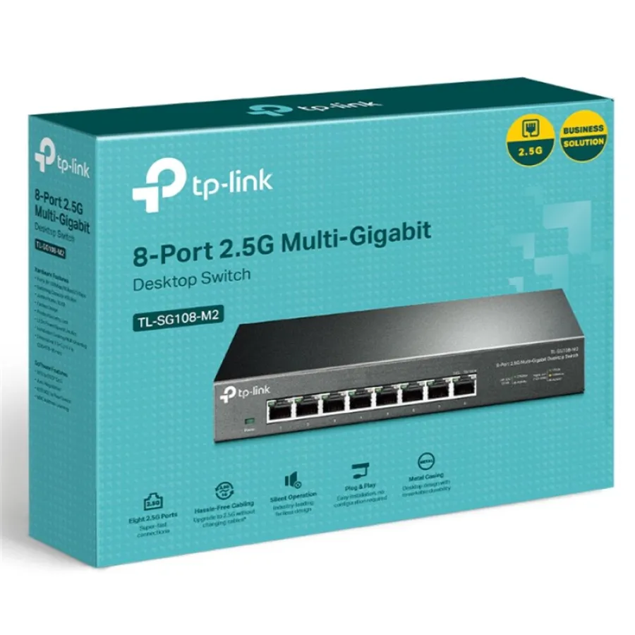 TP-Link TL-SG108-M2 8-Port 2.5G Masaüstü Switch - Çoklu Gigasbit Ağ Anahtarı (Metal Kasa, Tak Çalıştır)