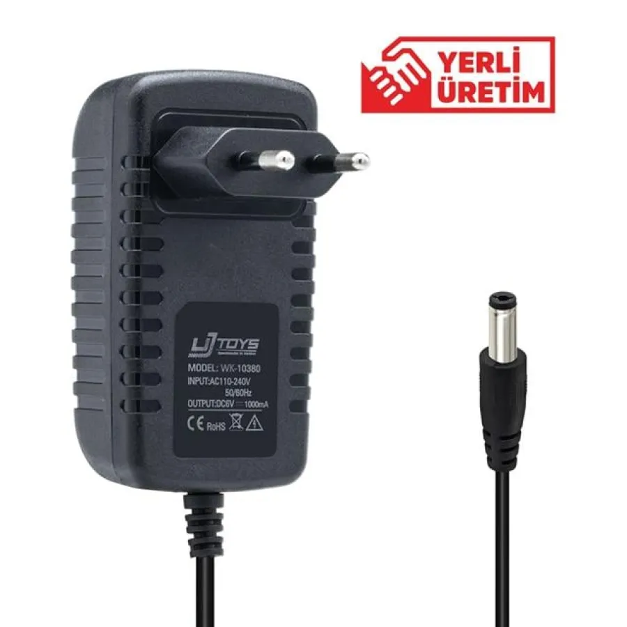 UJ Toys WK-10380 6 Volt 1 Amper Priz Tipi Adaptör 5.5 x 2.5 Uç