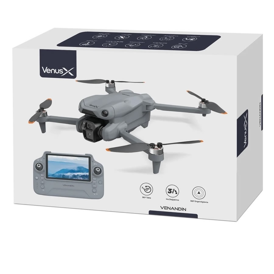 VENANDİN R28 VenüsX Çift Kameralı Katlanabilir Drone 480P, Fırçasız Motor, Wi-Fi Görüntü Aktarımı, Engelden Kaçınma