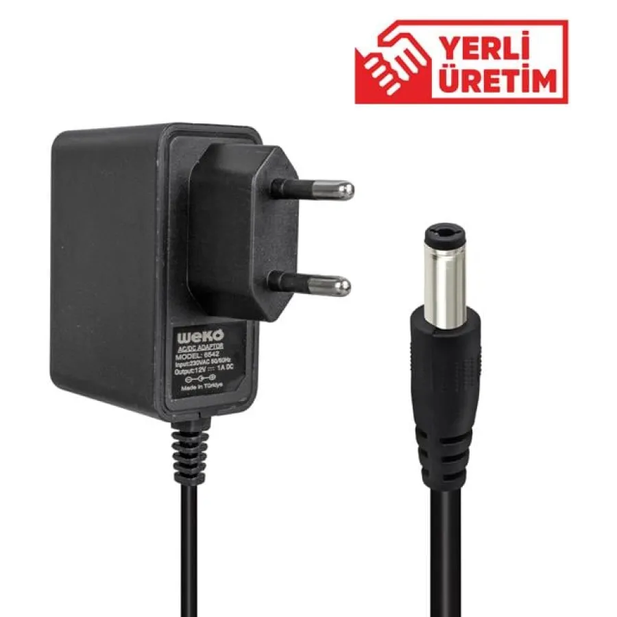 Weko 12 Volt 1 Amper 10 Watt Plastik Kasa Priz Tipi Adaptör (5.5x2.5 Uçlu)