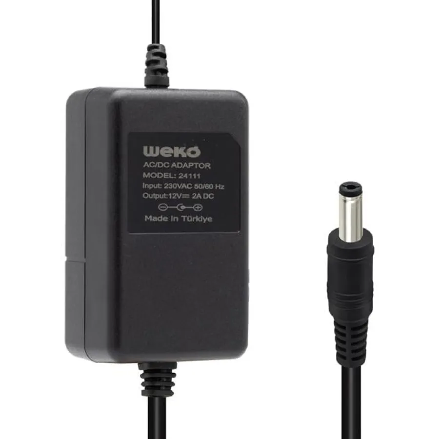 Weko 12 Volt 2 Amper 5.5*2.1 Uçlu Yerli Üretim Plastik Kasa Masaüstü Adaptör
