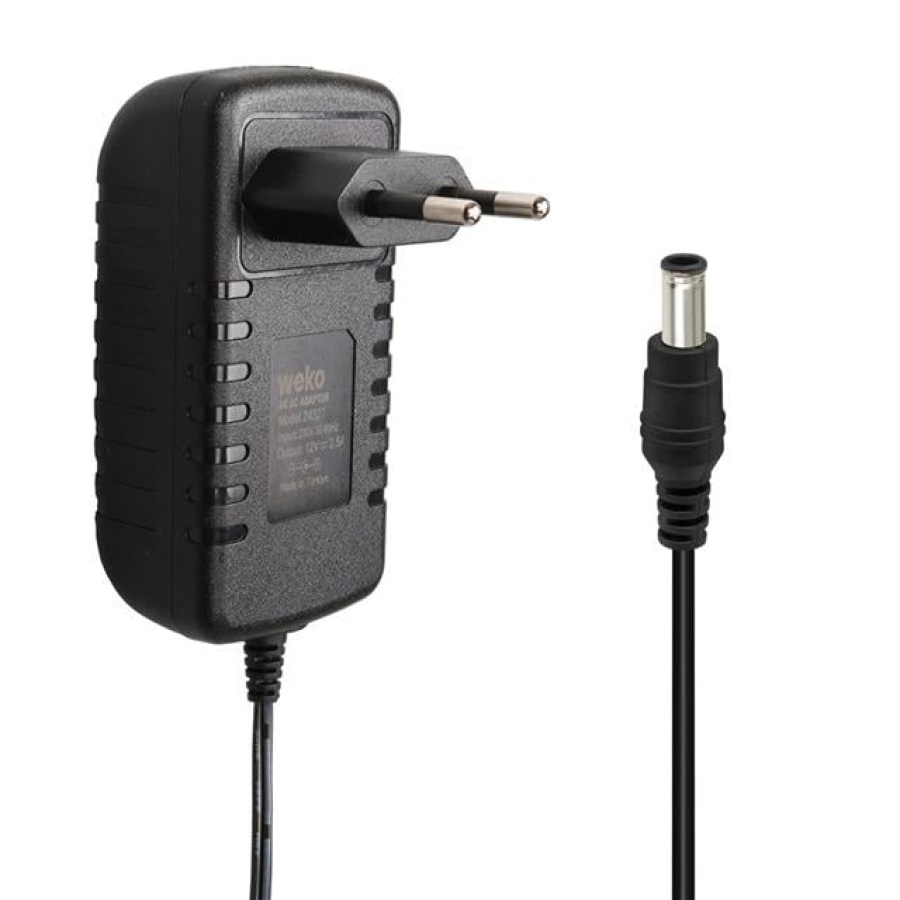 Weko 12 Volt - 2.5 Amper 5.5*2.5 Uçlu Yerli Üretim Plastik Kasa Priz Tipi Adaptör