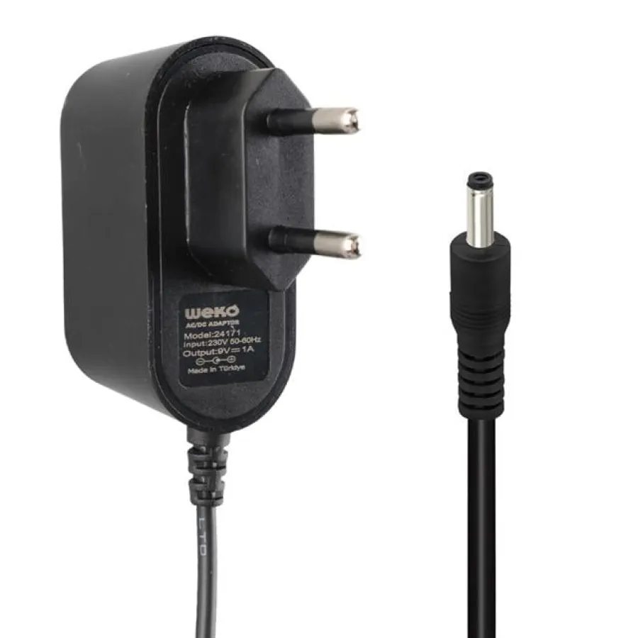 Weko 9 Volt - 1 Amper 3.5*1.35 Uçlu Yerli Üretim Priz Tipi Adaptör