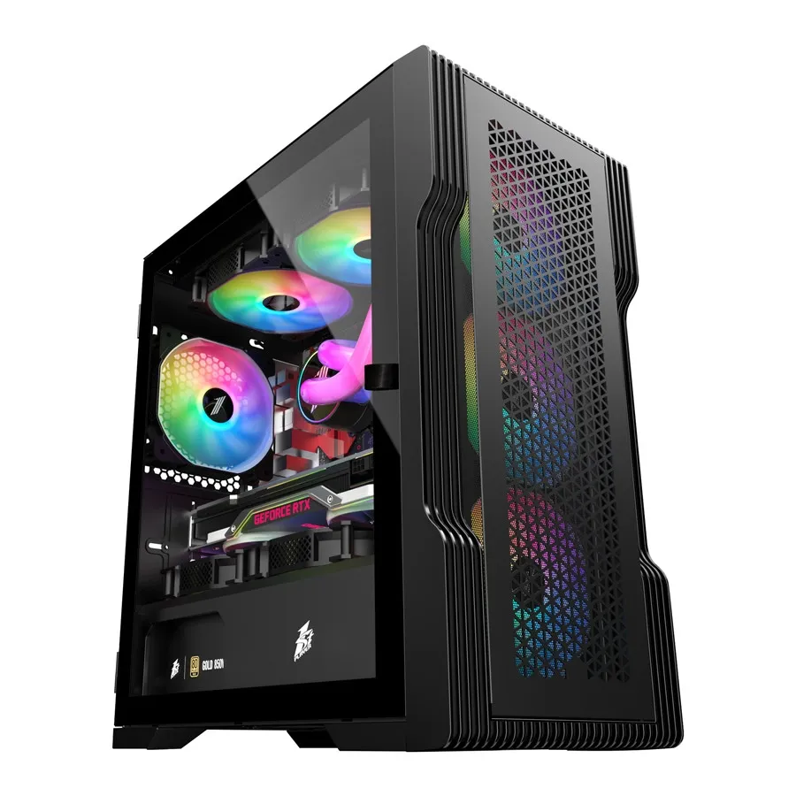 1ST PLAYER TRILOBITE T3 SİYAH 600W 80+ RAINBOW 4X12CM FAN TEMPERLİ CAM MESH USB 3.0 M-ATX KASA
