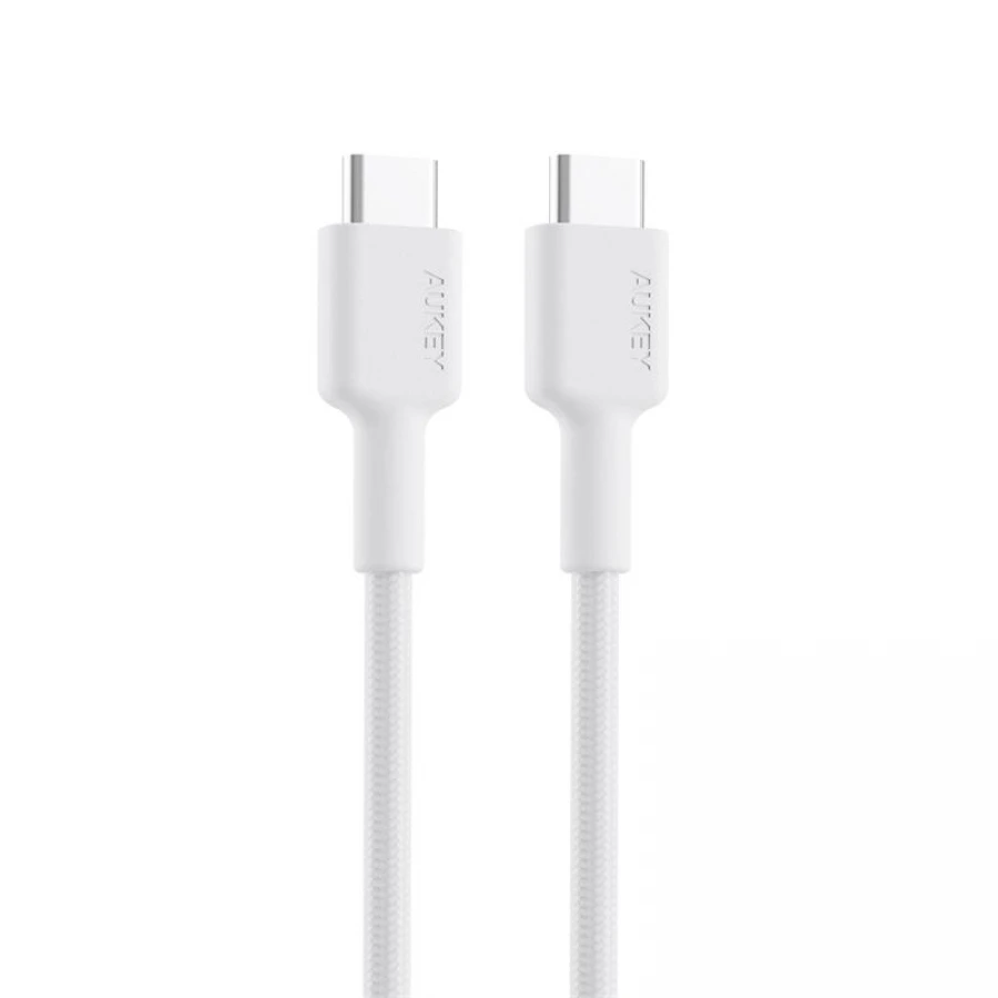 AUKEY CB-CD45-WH PD NAYLON ÖRGÜLÜ TYPE-C TYPE-C ŞARJ KABLOSU 0.9M