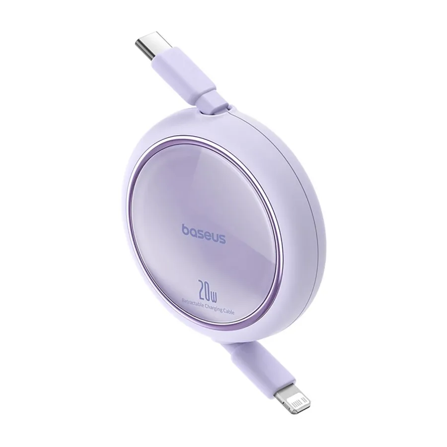 Baseus Free2Pull Geri Çekilebilir Şarj Kablosu USB-C-Lightning 20W 1m. - Mor