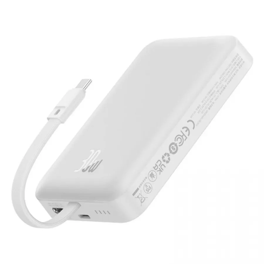 BASEUS MGSAFE MİNİ 30W 10.000 MAH TYPE-C KABLOLU ŞARJLI POWERBANK ÇIKIŞ:TYPE-C GİRİŞ:TYPE-C BEYAZ- P1002210B223-00