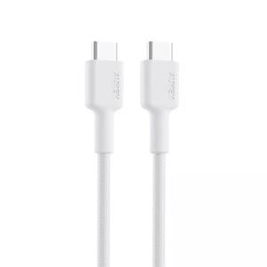 AUKEY CB-CD45-WH PD NAYLON ÖRGÜLÜ TYPE-C TYPE-C ŞARJ KABLOSU 0.9M