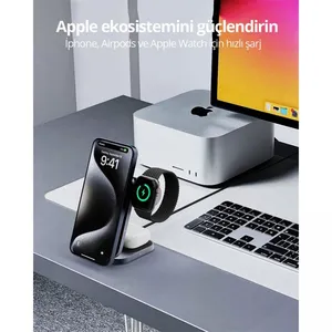Aukey Magfusion Z LC-MC312-GY MAGFUSION Z QI2 15W KATLANABİLİR 3 Ü 1 ARADA MIKNATISLI KABLOSUZ ŞARJ CİHAZI