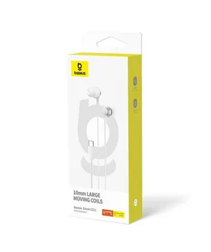 Baseus Encok CZ11 Type-C Kablolu Mikrofonlu Kulaklık, Kulak İçi Kulaklık - Beyaz
