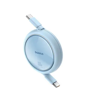 Baseus Free2Draw Mini Makaralı 1m. USB-C Şarj Kablosu 100W - Mavi