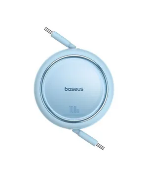 Baseus Free2Draw Mini Makaralı 1m. USB-C Şarj Kablosu 100W - Mavi