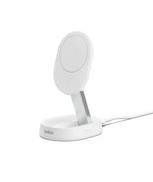 Belkin BC Pro Belkin 15W Manyetik Kablosuz Şarj Cihazı Stand Beyaz WIA008BTWH