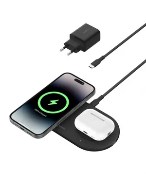 Belkin BoostCharge Pro 2'si 1 arada MageSafe Kablosuz Şarj Standı