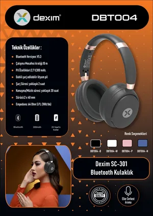 Dexim SC-301 BT 5.3 Headset White Rose Kulak üstü Kulaklık