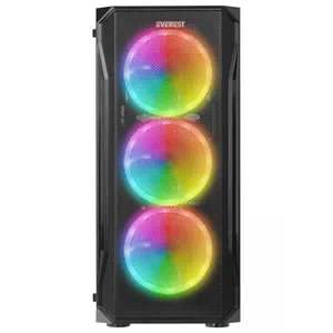 EVEREST X-RACER PEAK 600W TEMPERLİ CAMLI 4*12CM RGB FAN ATX MIDI TOWER GAMİNG OYUNCU KASASI