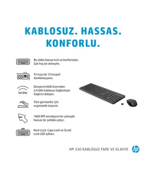 HP 330 Kablosuz Mouse ve Türkçe Q Klavye Set (2V9E6AA)