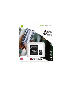 Kingston 64GB microSDXC Canvas Select Plus 100R A1 C10 Card + Adapter