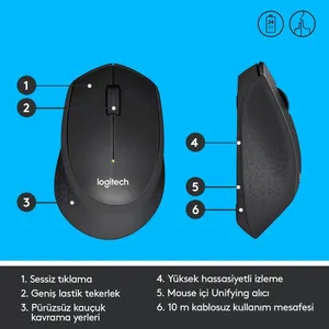 LOGITECH M330 SİYAH KABLOSUZ 910-004909 SESSIZ MOUSE